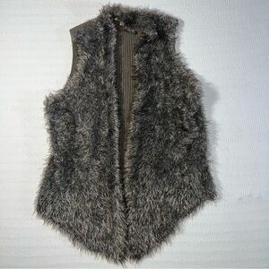Vintage Y2K Cabi Faux Fur Top Vest S Brown Sleeveless 90s Mob Wife